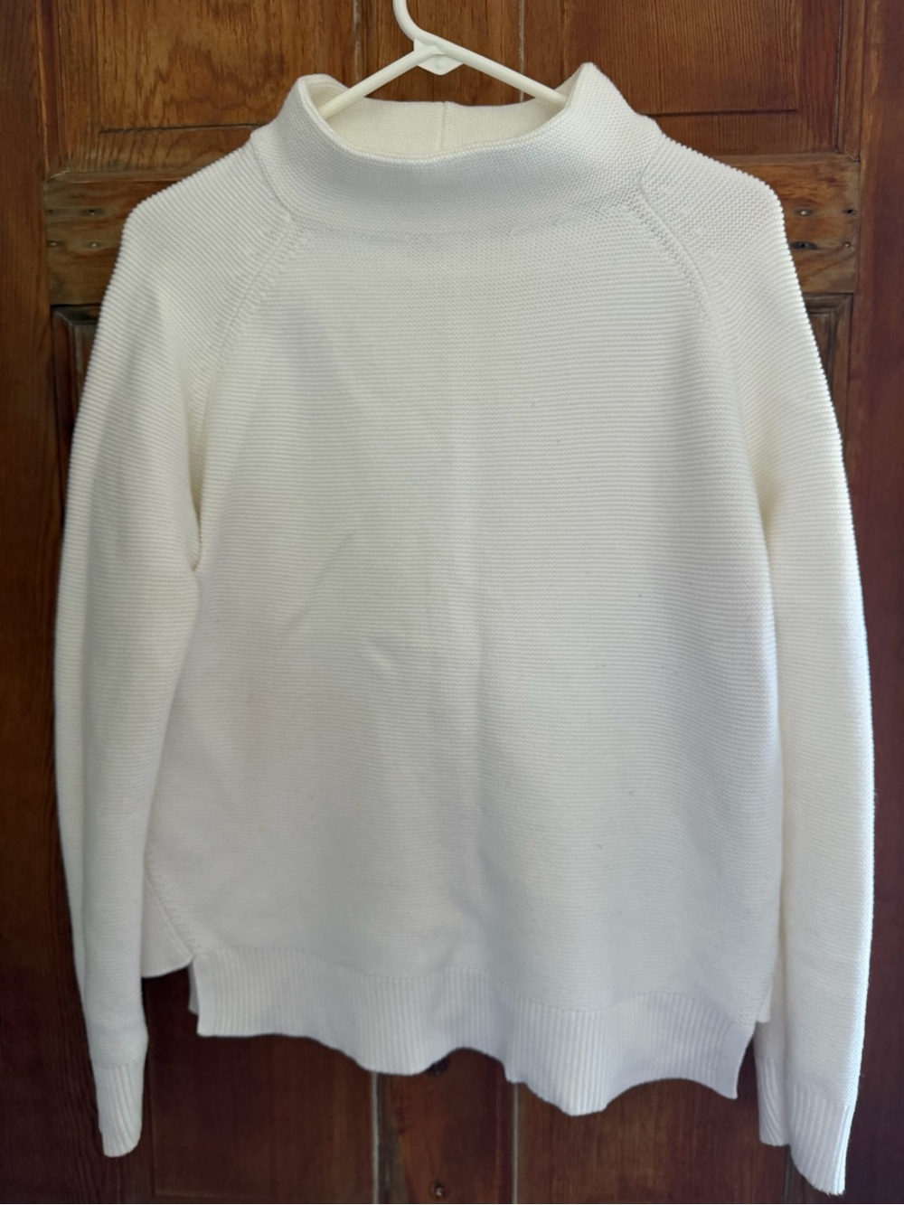 Kinross bone white Knit Funnel Neck Sweater 100% cotton